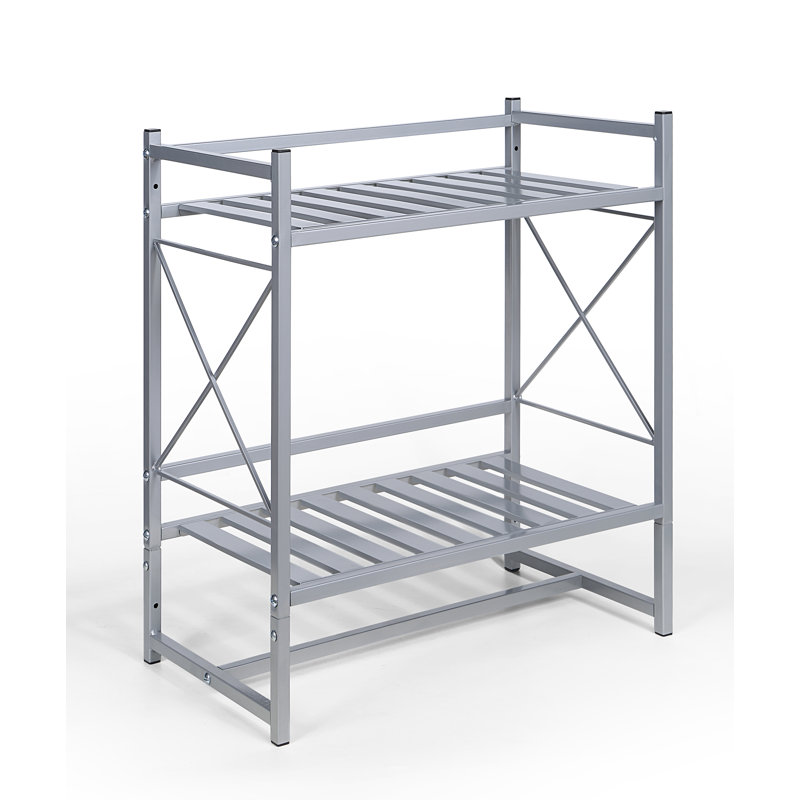 Silver Wall-Mounted 2-Tier Bathroom Shelf with Towel Bar