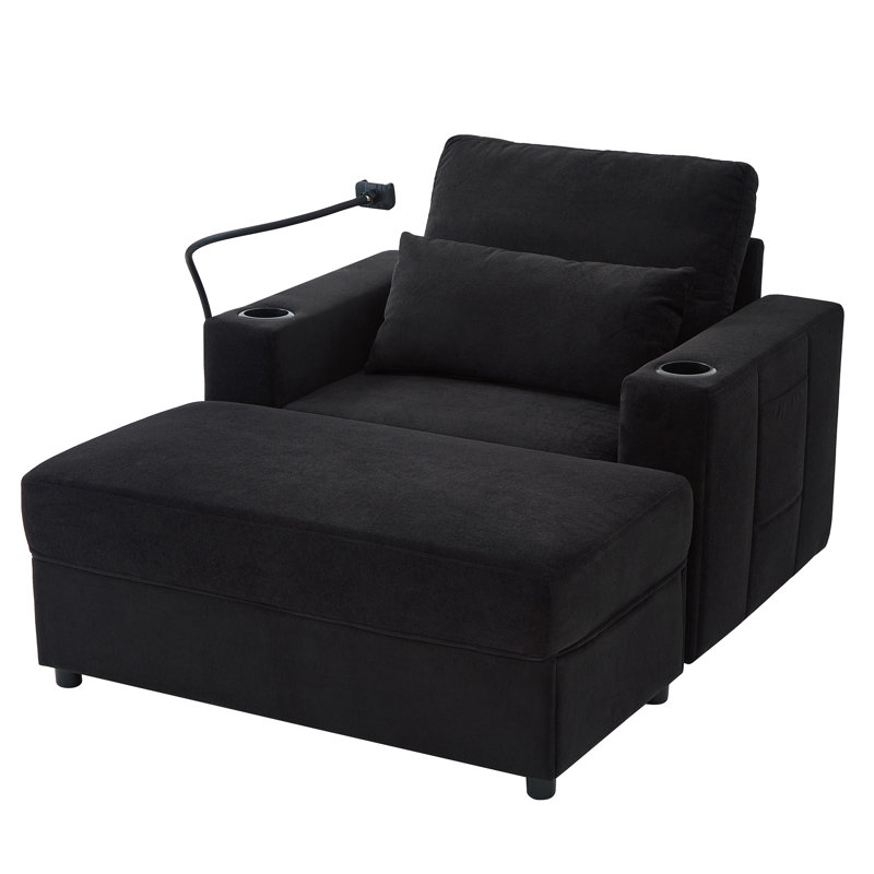 Canapé avec repose-pieds de 42,5 po Keir, Noir