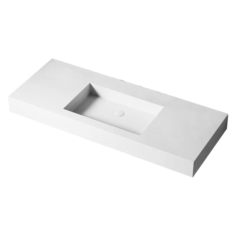 Lavabo pour salle de bain en résine de pierre à surface solide - blanc mat, 47,78 po de profondeur, 19,25 largeur, 4,39 hauteur, 55,78 lb, compatibilité spatiale polyvalente, sophistication durable, entretien facile