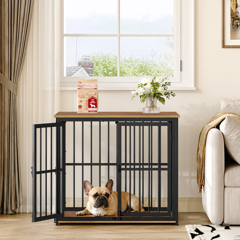 Dog Crate Furniture, 3-Door Wooden Dog Crate with Adjustable Side Door, End Side Table for Small/Medium/Large dogs, Indoor Dogs Kennel 