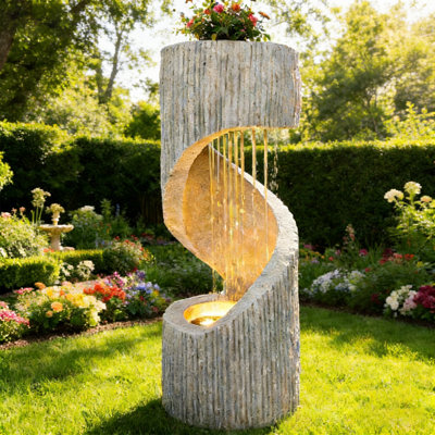 Weather Resistant Sculptural Fountain with Lights