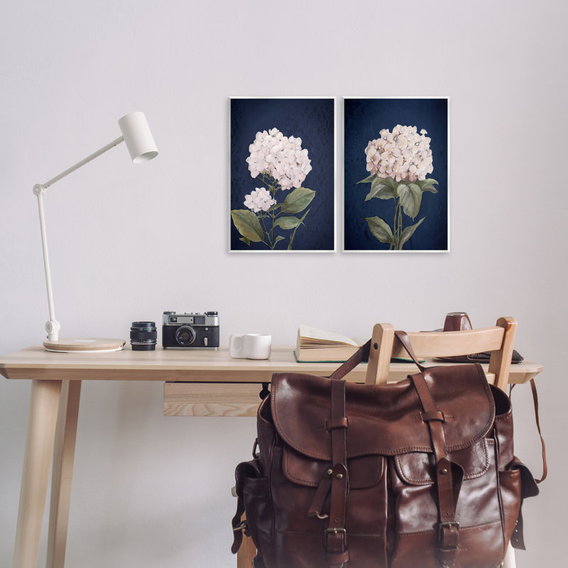 «Hydrangea Flower on Blue», ensemble de 2 plaques murales par Patricia Pinto