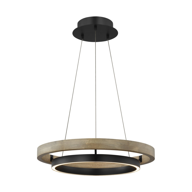 Grace 1 - Light LED Chandelier, Matte Black, 3.8" H x 24" W x 24" D, Gray
