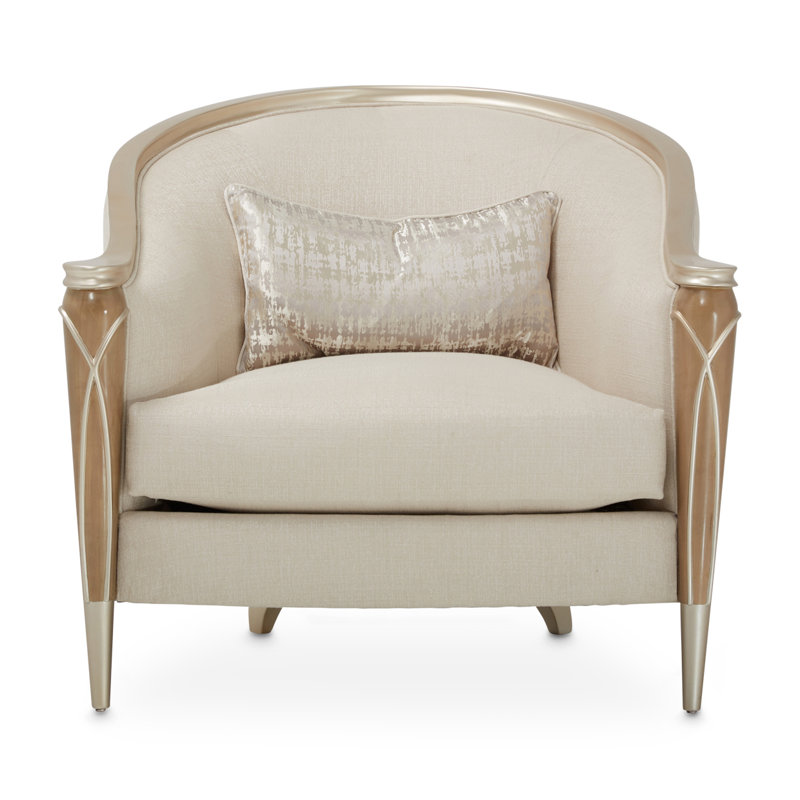 Villa Cherie 35'' Wide Barrel Chair, Pearl 100% Polyester