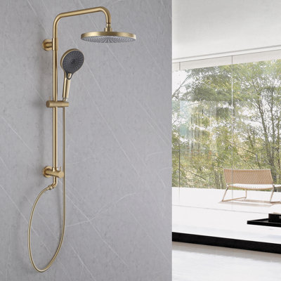 10" Rainfall Shower Head Solid Brass Exposed Shower Combo Set With Handheld Shower