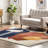 Rhea Modern Abstract Performance Beige/Blue/Orange/Pink Rug-1228588570