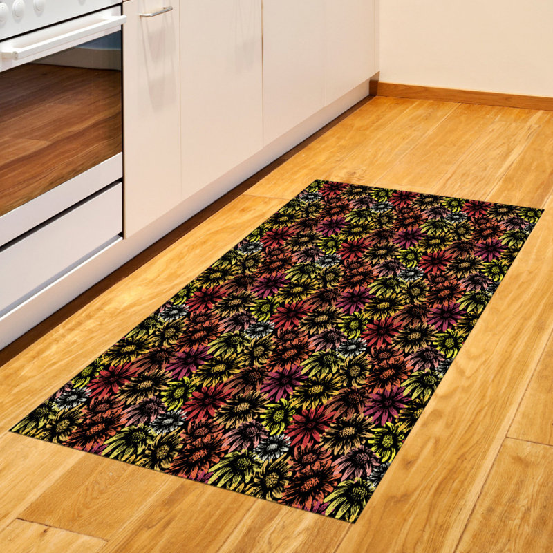Floral High Density Long Fiber Poly Threads Decorative Area Rug Carpet, Rectangle 2'7" x 5'