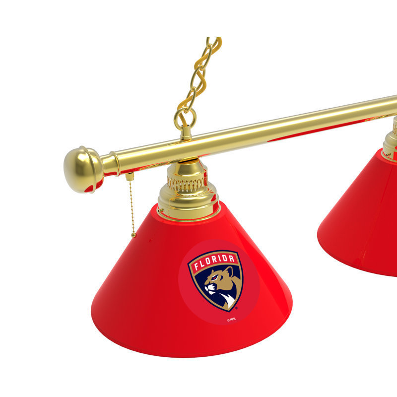 3 - Light Pool Table Lights Pendant, Brass, Florida Panthers