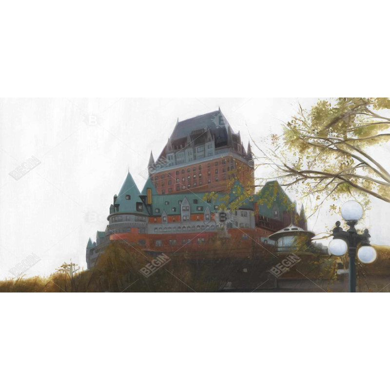 Le château de Frontenac en automne - art sur toile hyperréaliste, H 49,25 po x l 25,25 po