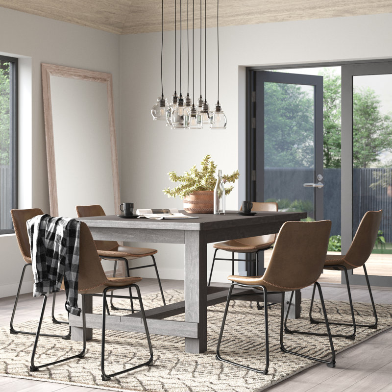 Telsha 6 - Person Four Leg Dining Set, Brown