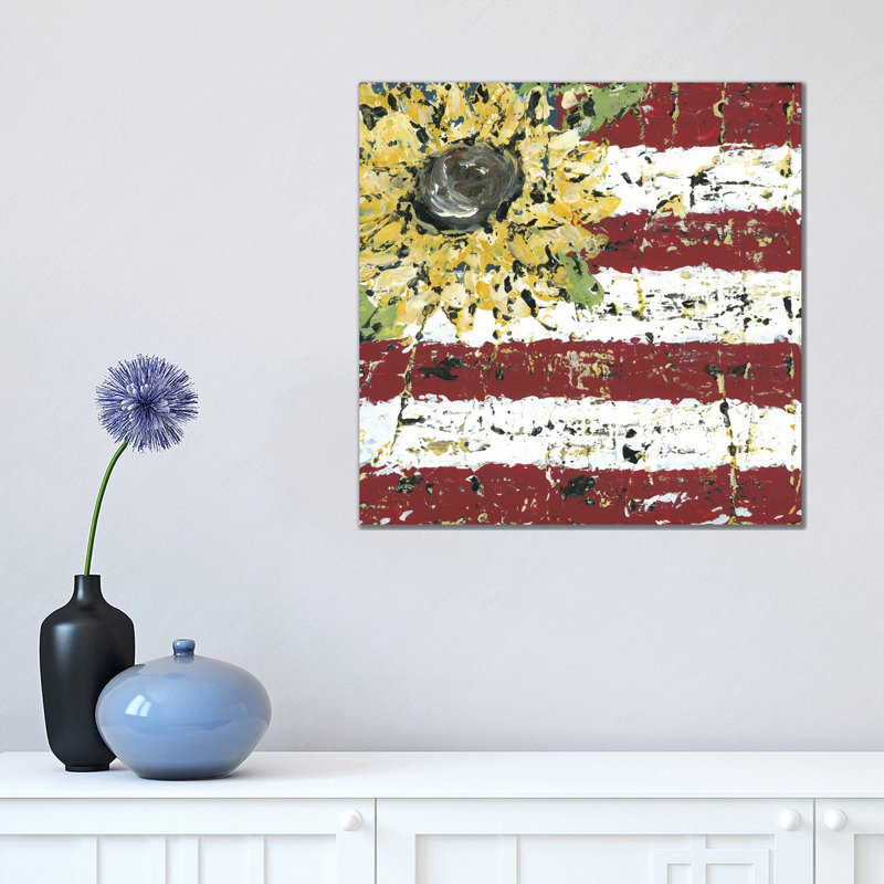 Sunflower Flag by Ashley Bradley - Wrapped Canvas Painting