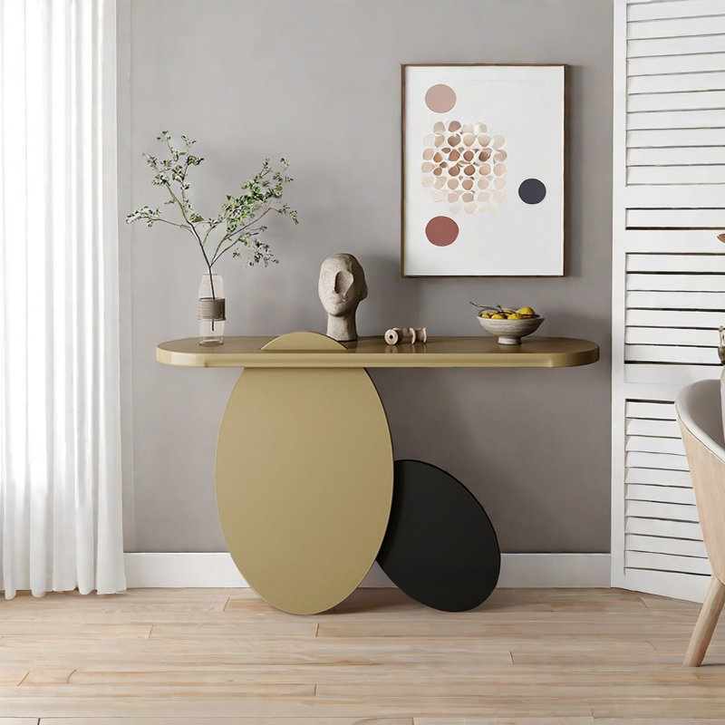 Console Modern Minimalist Art, Or champagne, Noir / champagne doré, H 31,5 po x l 47,24 po x P 15,75 po