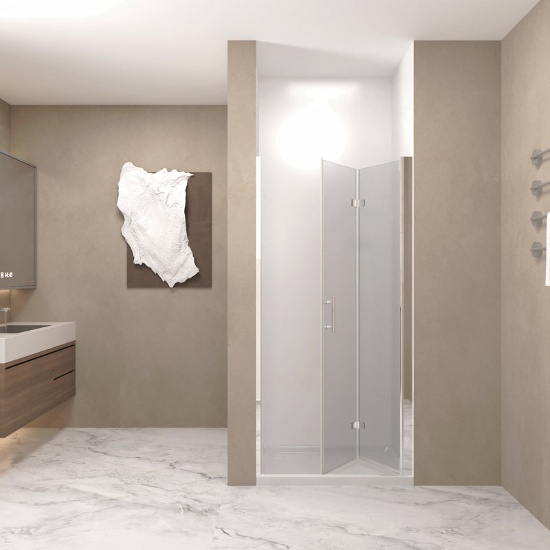 Shower Door  - 1/4"(6Mm) Tempered Glass, Chrome Aluminum Frame Material, Explosion Proof Film, Chrome