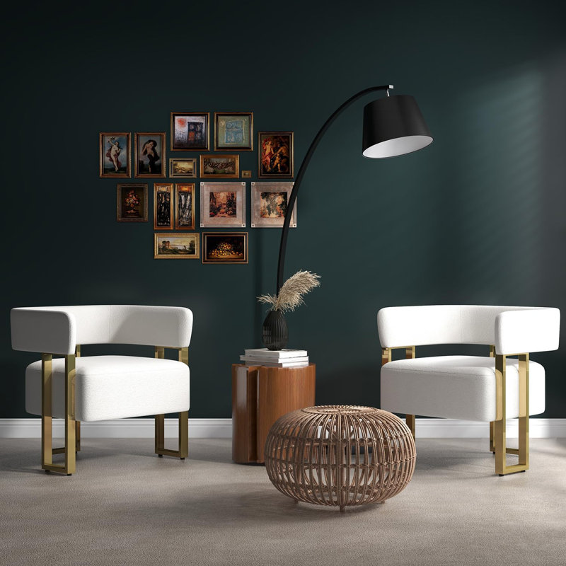 Accent Modern Upholstered Armchair, White