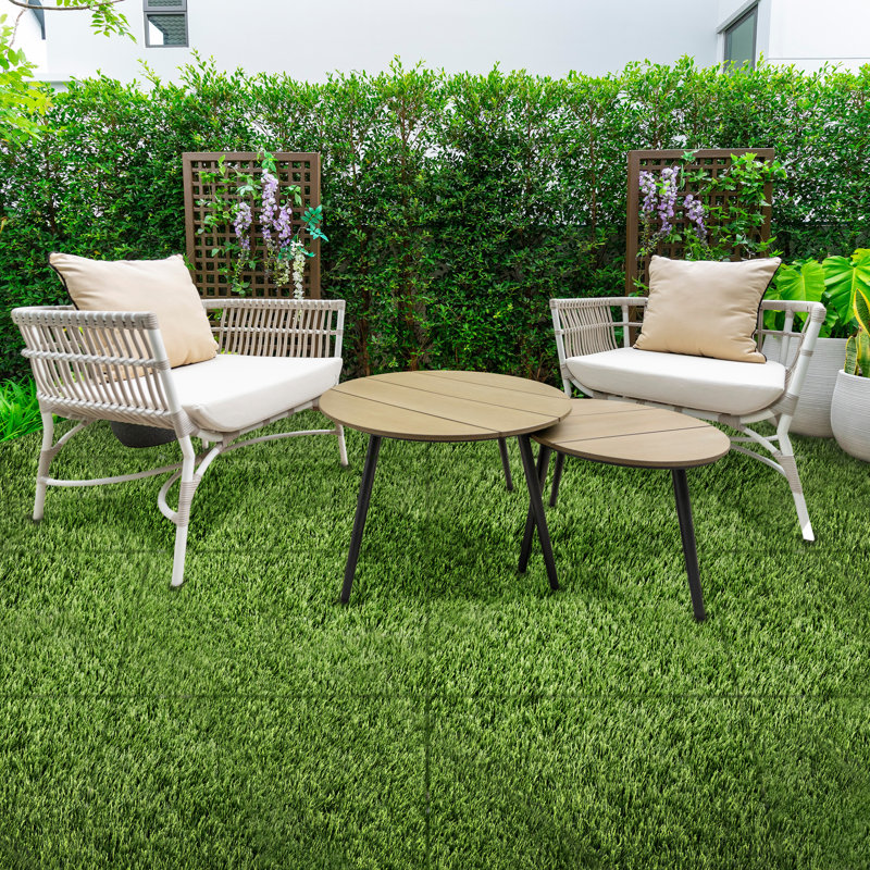 Sorbus 24Sq. Pi. Carreaux de gazon artificiels imbriqués 24 po x 24 po pour balcon, terrasse et patio
