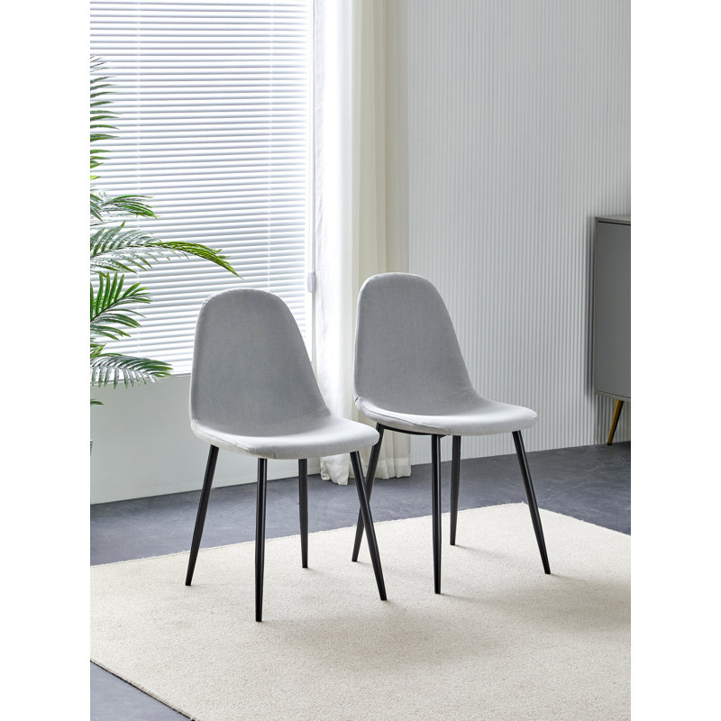 Mose 45cm H Fabric Upholstered Metal Upholstered Back Side Chair in Grey, Black, 4