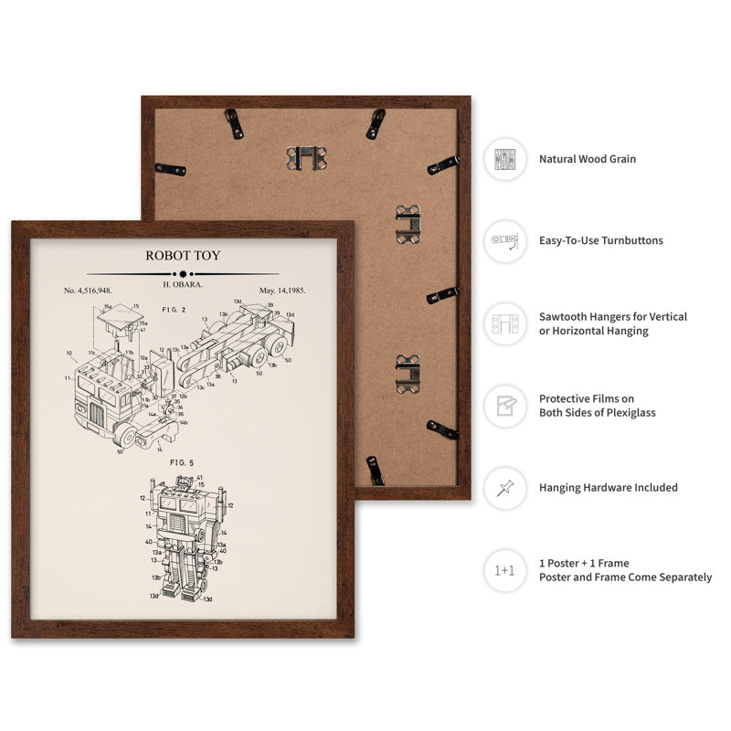 Plan de robot Optimus, H 08 po x l 10 po, Affiche, Encadrement brun