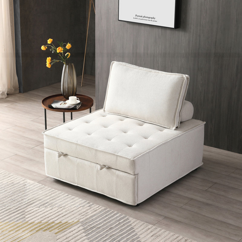 Repose-pieds multi-usages en similicuir, Beige