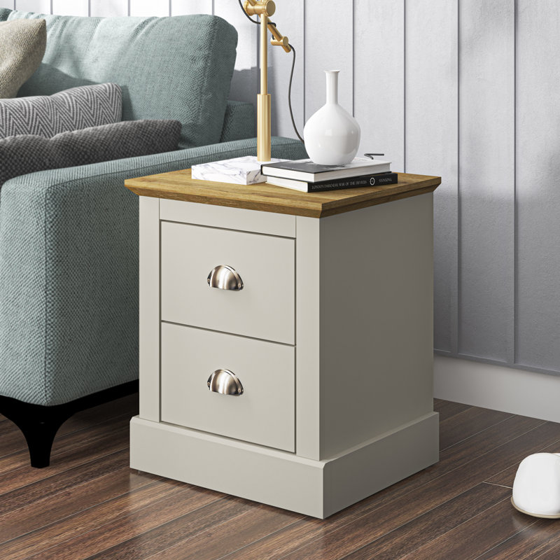 Sufy Octave Manufactured Wood Bedside Table, Light Grey