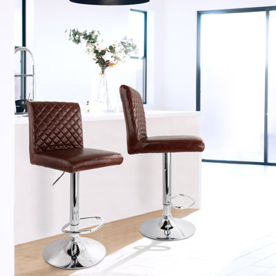 Aiiden Swivel Upholstered Adjustable Height Counter Stool with Metal Frame