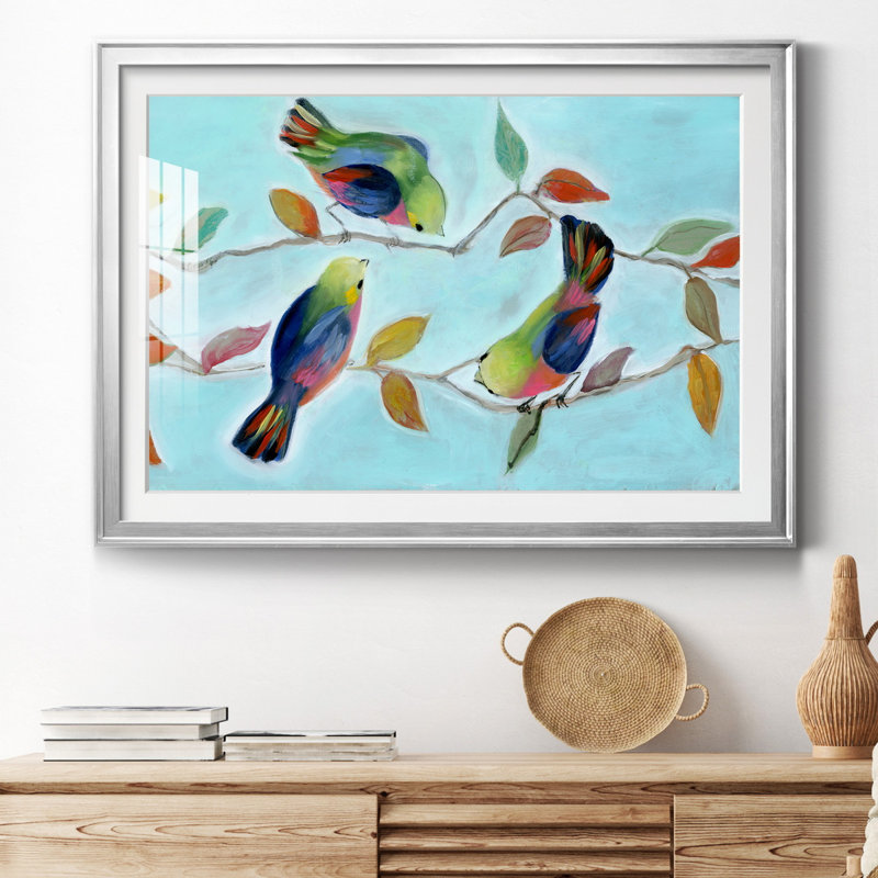 Bitty Birds I - peinture encadrée, H 30,5 po x l 42,5 po x P 1,5 po, Argent