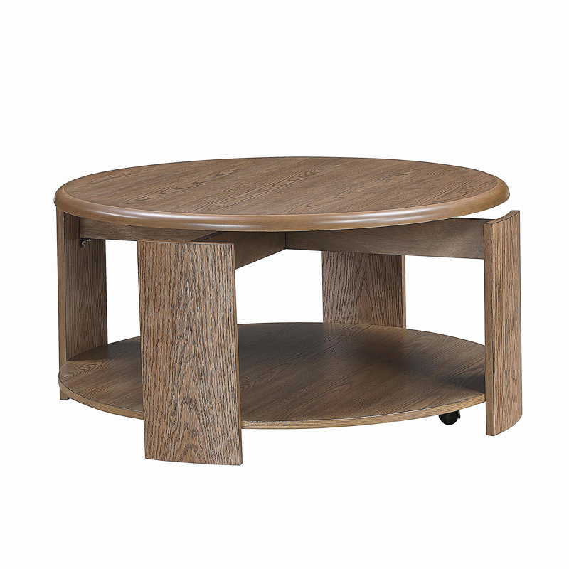Ensemble de 3 tables basses élégantes à finition brune 1 table basse 2 tables de bout avec tablettes inférieures