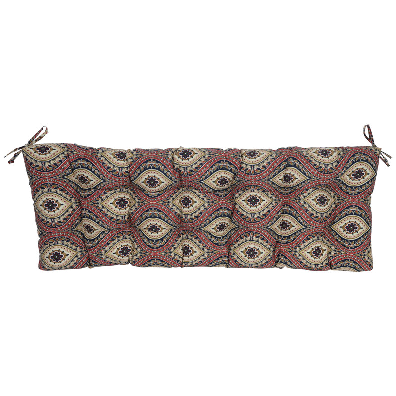 Coussin de causeuse d'extérieur touffeté, L 60 po x P 19 po, Rouge / brun clair / Jasmina Lakewood marocain