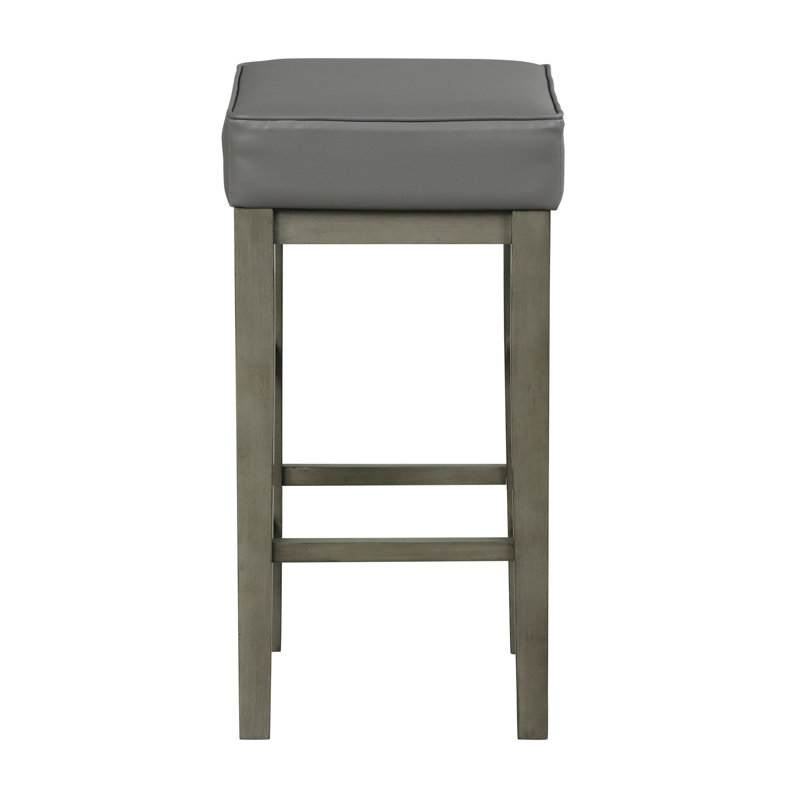 Tabouret Brickhill de 29 po de hauteur avec 2 tabourets, siège transitionnel en similicuir gris, structure en bois massif antique, capacité de poids de 2 lb et 2 tabourets, hauteur et design captivant