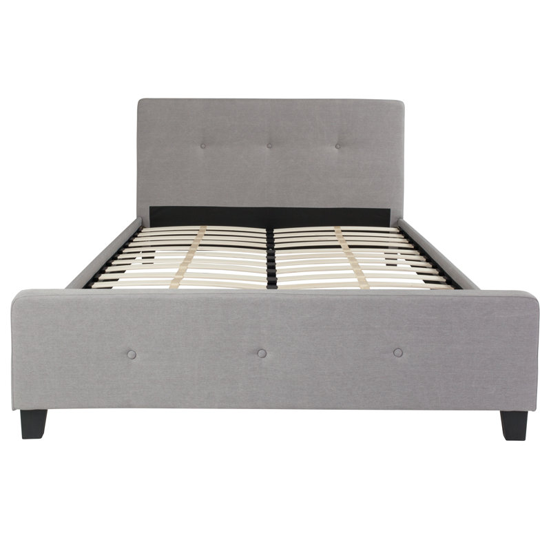Upholstered Panel Bed, Light Gray, Queen