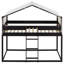 Lit simple superposé au-dessus de bois avec tente, finition, construction solide, maisonnette amusante pour une maison solide, option de rangement supplémentaire-36730792