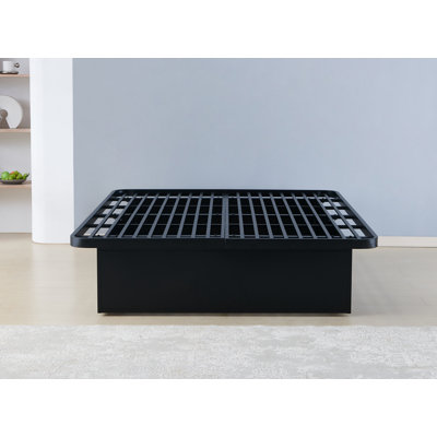 Structure de lit plateforme robuste de style moderne fabriquée en métal avec une hauteur de 16 pouces en noir