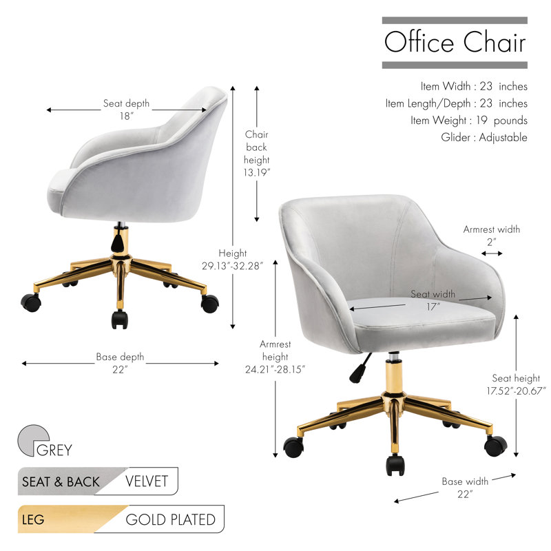 Chaise de travail Crick, Gris