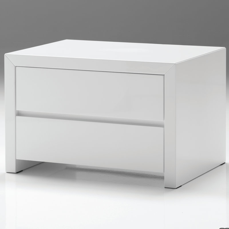 Blanche Nightstand, High Gloss White, 16" H x 24" W x 18" D