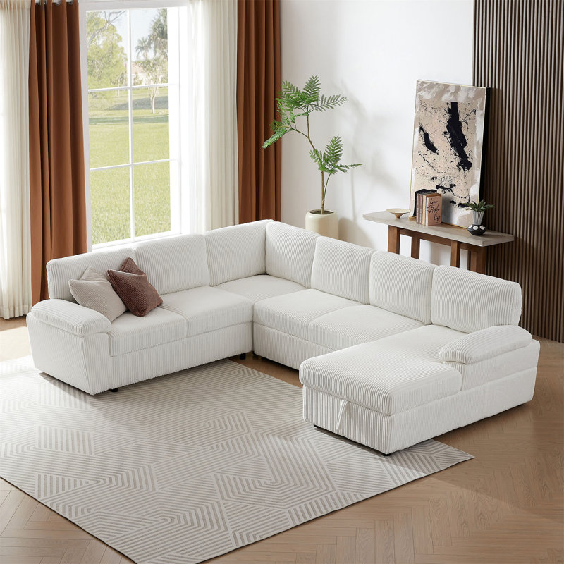 Olly 118.09'' Corduroy Sofa, Left Hand Facing