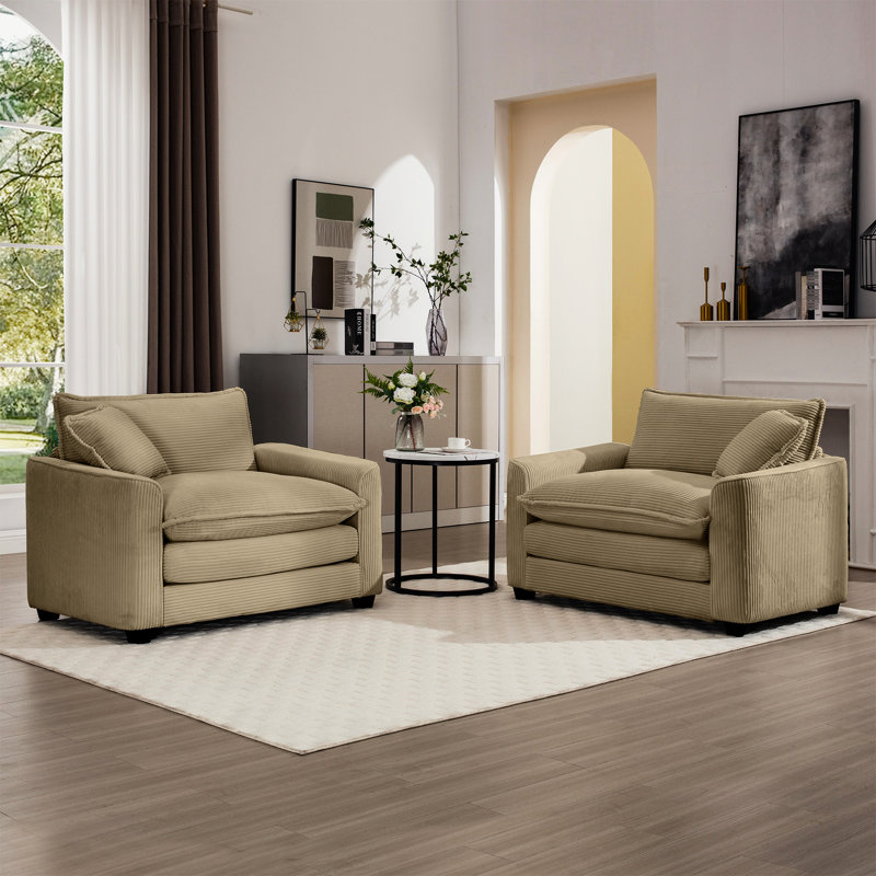 Luxueux velours côtelé brun clair avec deux chaises simples - idéal pour la chambre et le bureau