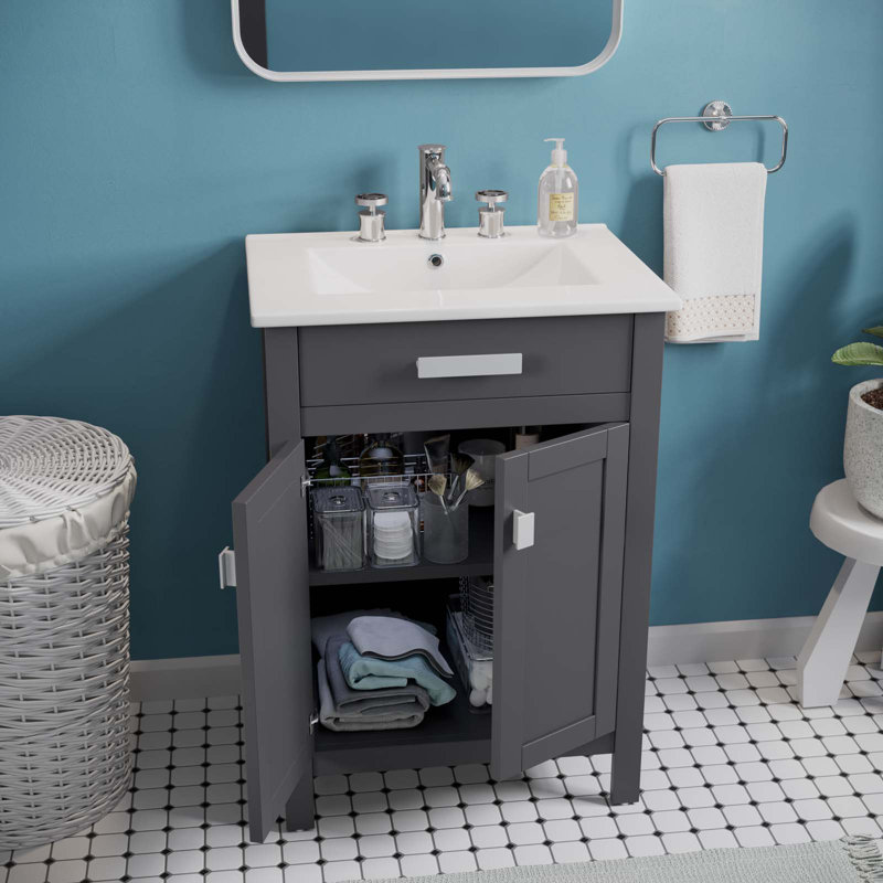 Laguna 24" Gray and White Modern MDF Ceramic Bathroom Vanity