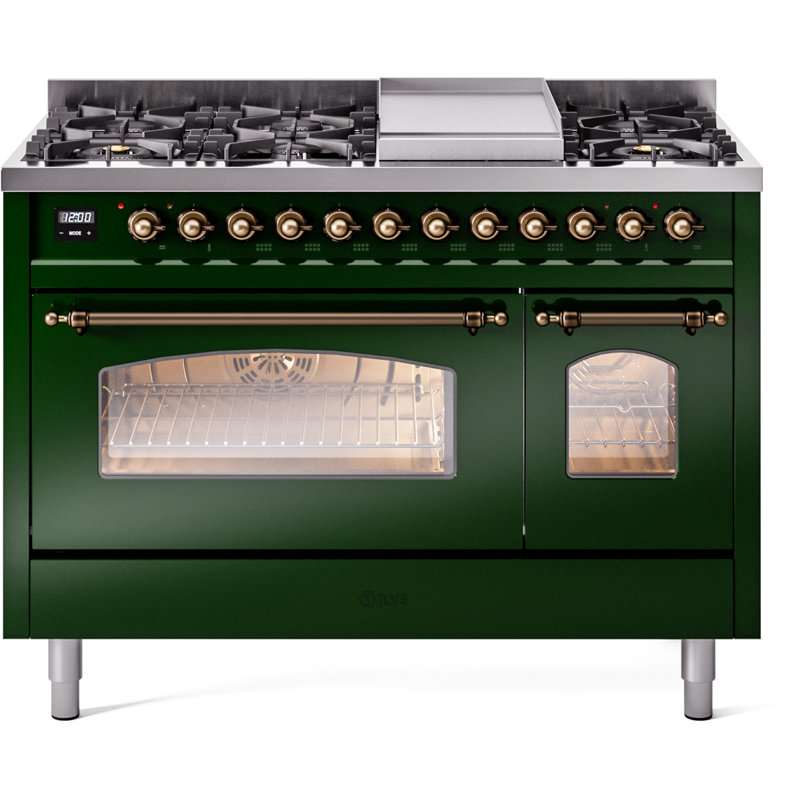 ILVE Nostalgie II 48 Dual Fuel Range , Emerald Green/Bronze, Natural Gas