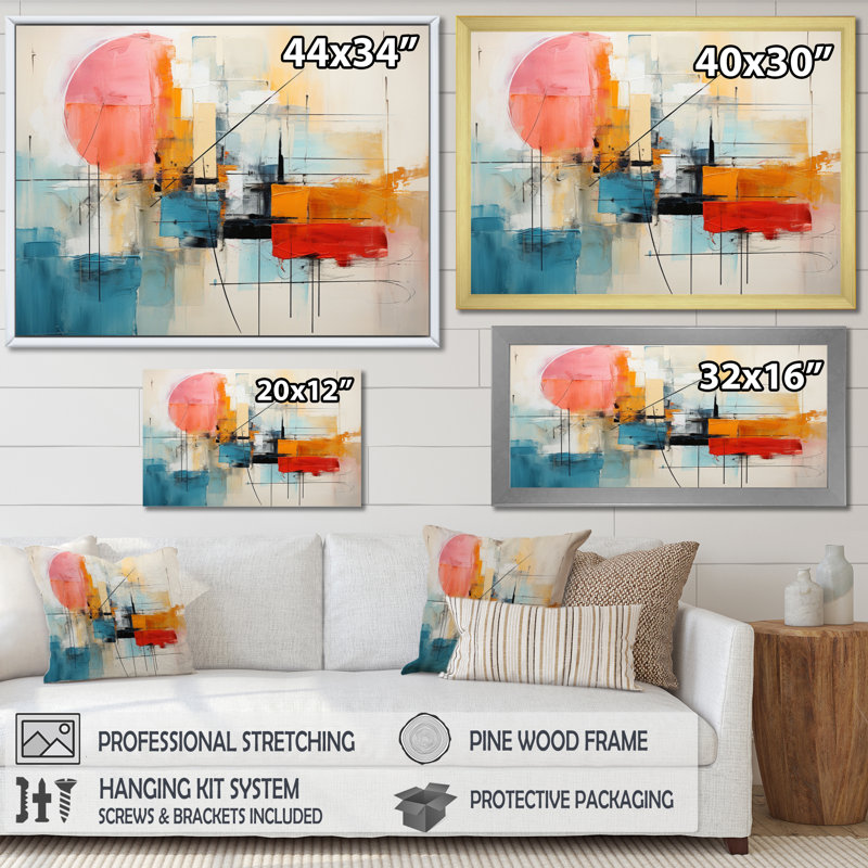 Abstract Chromatics II - Abstract Collages, art mural, Cadre simple noir, H 12 po x l 20 po x P 1 po