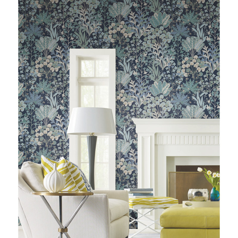 Floral Wallpaper Roll, Navy