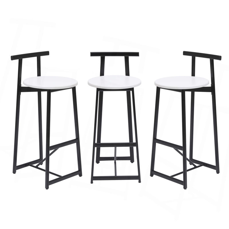 Ensemble de 3 tabourets de bar à hauteur de comptoir pour îlot de cuisine, Blanc