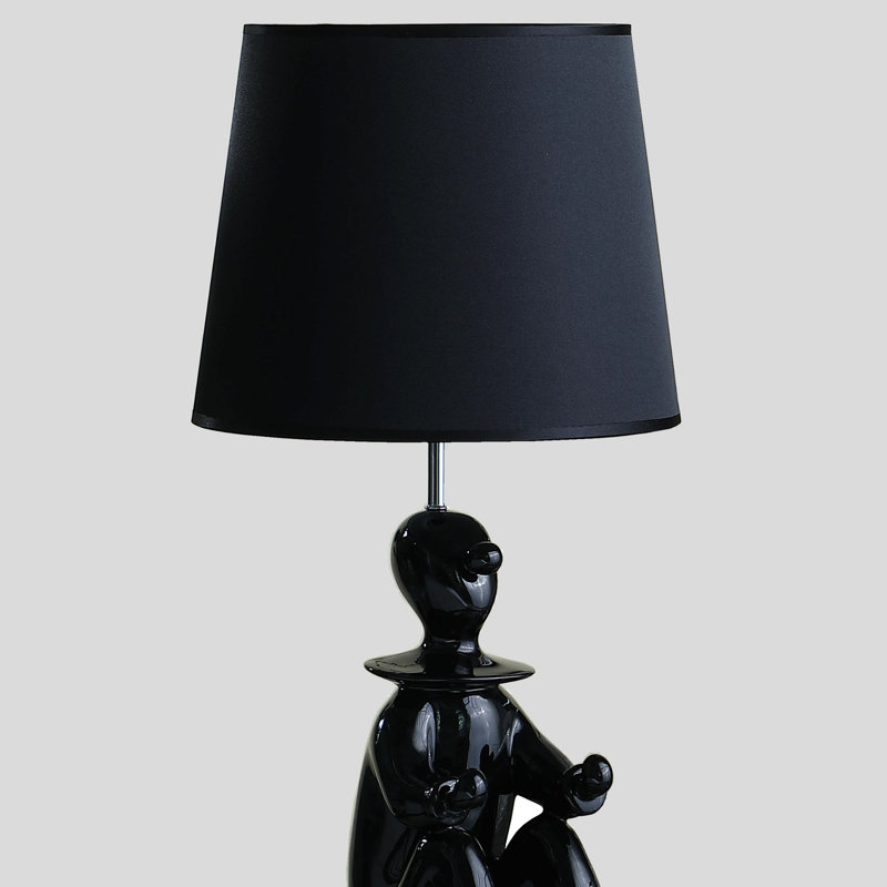 Lampe de table clown moderne en résine 21,2 pouces avec support pour téléphone - Éclairage décoratif fantaisiste pour chambre à coucher, salon ou chambre d'enfant, noir