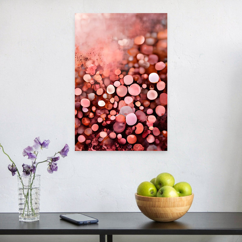 Tableau mural abstrait moderne représentant un paysage onirique de bulles, H 24 po x l 16 po