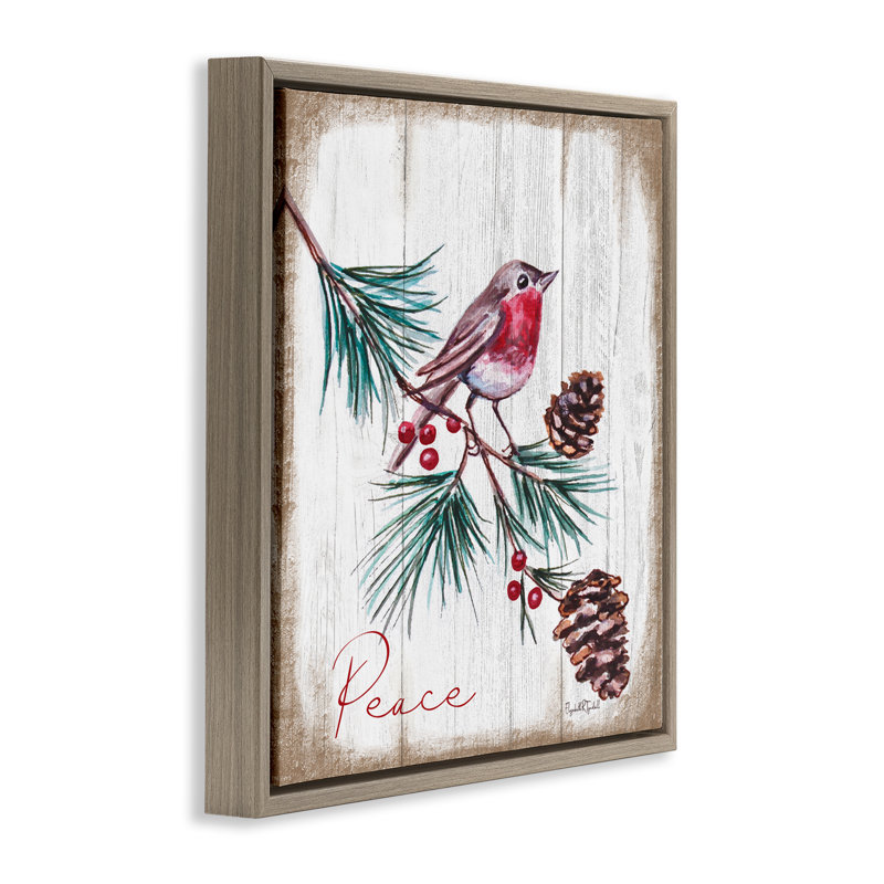 «Rustic Bird» par Elizabeth Tyndall, Cadre flottant orme Montalcino, H 25 po x l 25 po
