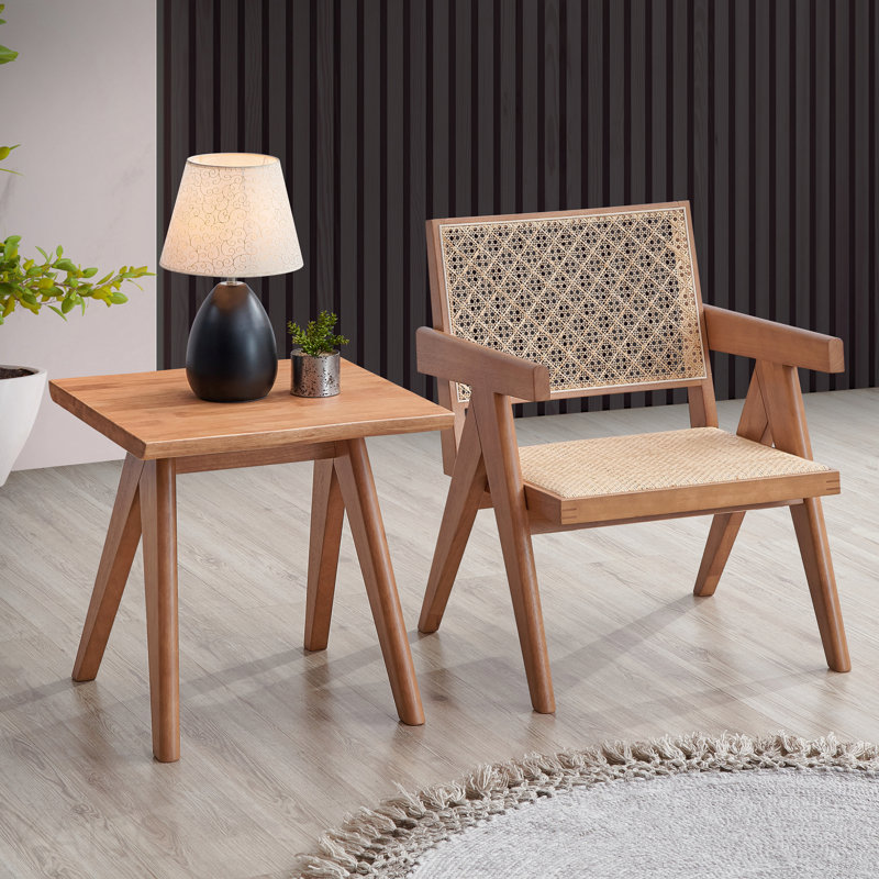 Fauteuil d'appoint beige et naturel