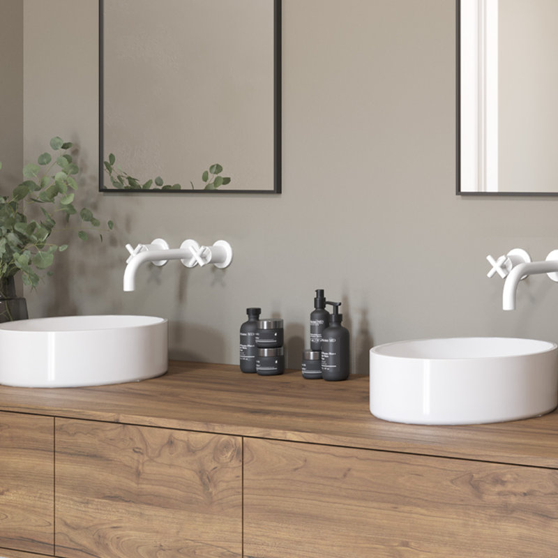 Robinet de salle de bain mural, Blanc mat