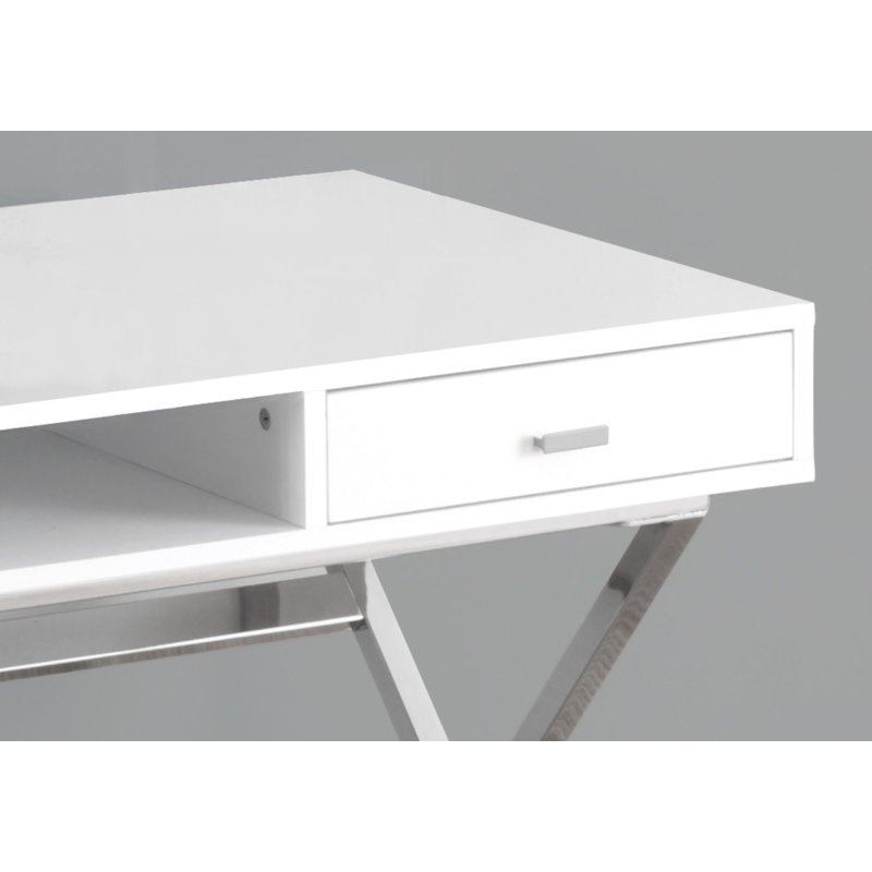 Bureau d'ordinateur (sans les chaises de bureau), Blanc / argenté