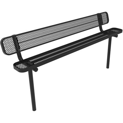 Banc d'extérieur COATEDOUTDOORFURNITURE, noir, perforé, 2,44 m, avec dossier, à encastrer dans le sol