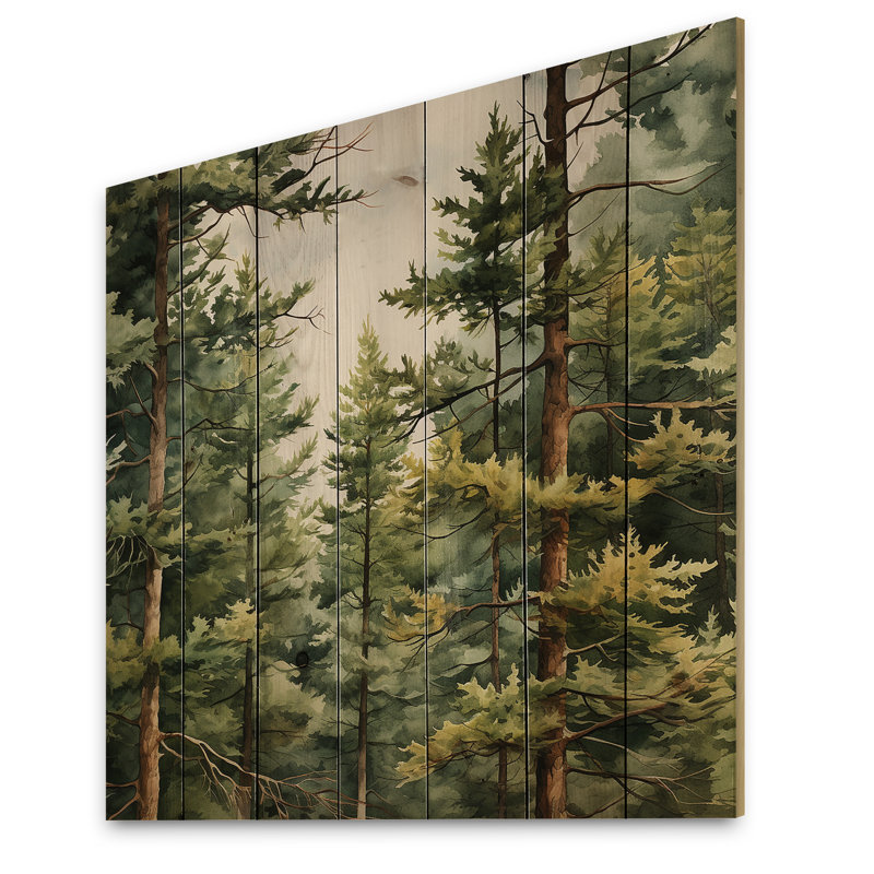 Reproduction de pin symphonie II sur bois naturel, H 25 po x l 25 po x P 0,78 po