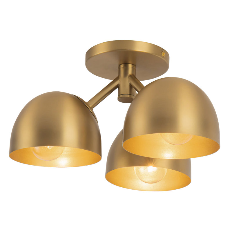 Fosso 13-in Gold Semi-Flush Mount, Brushed Gold