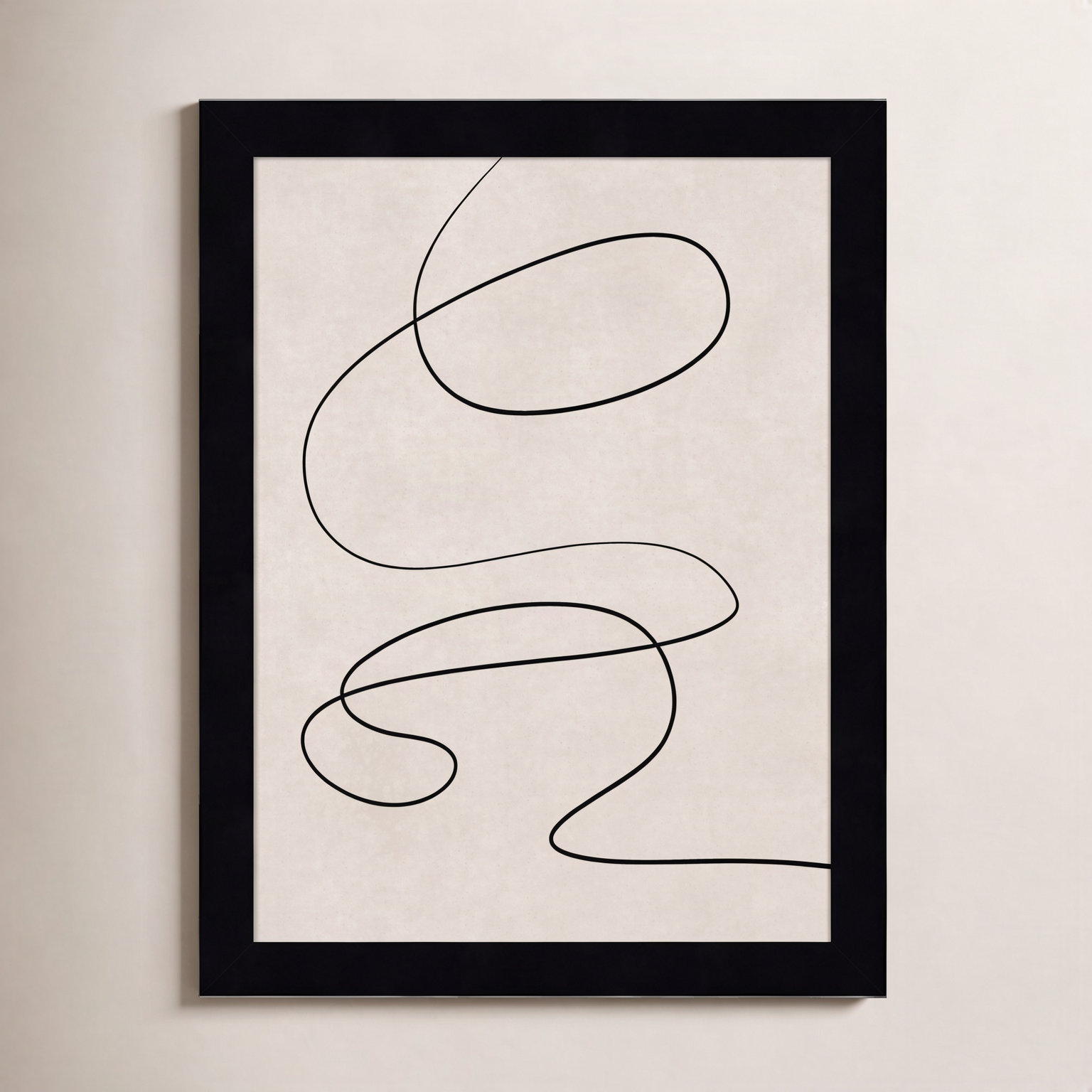 Black Line and Textured Beige Print, 13" H x 10" W, Black